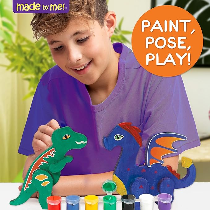Made By Me Build & Paint Your Own Wooden Toys, DIY Wood Craft Kit, Easy to Assemble, 3D Dinos and Friends