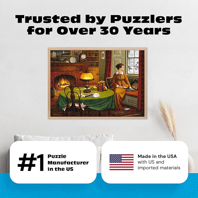 Buffalo Games - Charles Wysocki Wistful Letter 300 Oversized Piece Jigsaw Puzzle Americana Cozy Interior Scene