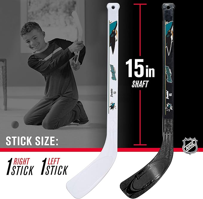 Franklin Sports NHL Mini Hockey Set - Kids Indoor Knee Hockey Goal, Ball, + 2 Stick Combo - Youth Team Indoor Toy Set - Official - Ages 3+