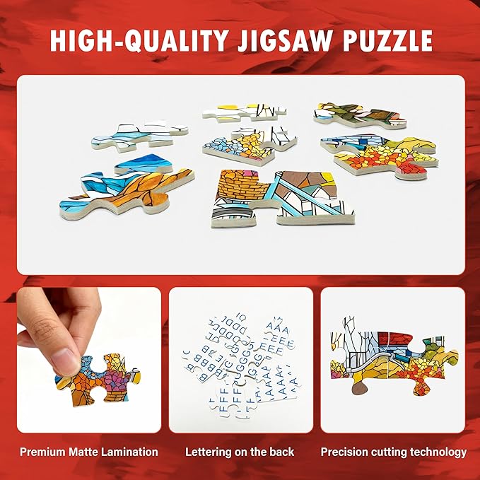 Puzzles for Adults 1000 Pieces Stained-Glass Lighthouse, Sunset Coastal Lighthouse Adults Puzzles Flowers Bike Letter on Back No Dust, Matte Finish Seaside Jigsaw Puzzles Home Decor, Gifts Games