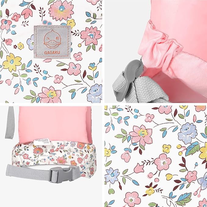 GAGAKU Baby Doll Carrier for Kids, Stuffed Animal Carrier Reborn Baby Carrier with Adjustable Straps, Baby Doll Accessories - Pink (Flowers)
