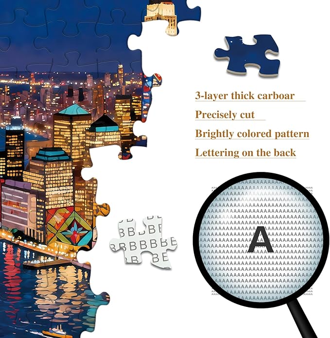 Puzzles for Adults 1000 Pieces with Letters on Back Jigsaw Puzzles Impossible Puzzle City Scene Landscape Puzzle Family Decoration Gift for Valentine Friends Parents(27.56x19.7 Inch)