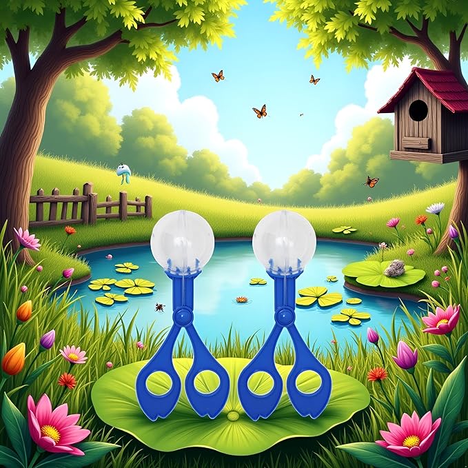 2 Pcs Blue Fine Motor Skill Tool, Scoopers for Teen Nature Exploration ObservationHand-Eye Coordination Plastic Scissor Clamp Small Butterfly Clip, for Sports and Outdoor Play