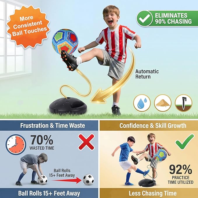 COUOMOXA Sports Soccer Toys for Kids: Interactive Soccer Toy with Rebound - Soccer Gift for 3 4 5 6 7 8-12 Year Old Boys Backyard Indoor 2-in-1 Football Games - Birthday Gifts for Ages 3-12