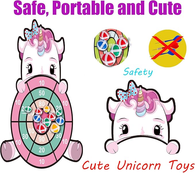HONGID Unicorn Toys for 3-12 Year Old Girls,25”Large Dart Board Kids Toys for 6-12 Year Old Girls Teens Party Outdoor Games,Christmas Birthday Gifts for Girls Age 3-12, Pink (KL-2022)
