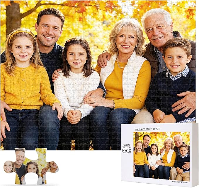 Custom Photo Puzzle 1000 Pieces，Personalized Jigsaw Puzzle Made from Your Own Picture, Ideal Gift for Valentine's Day, Wedding, Pet, Birthday, Familys