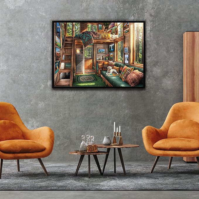 Forest House Puzzles for Adults 1000 Pieces, Letters on Back, Hard Difficult Challenging, Precise Interlocking Pieces, Home Wall Decoration & Ideal Gift