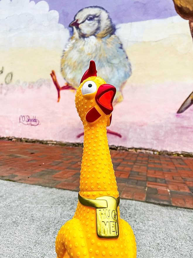 Animolds Hug Me Giant Rubber Chicken- Huge Stress Relief Screaming Chicken Toy | Screams Up to 45 Seconds- Novelty Gag and Prank Toys | Funny Toys Gifts for Christmas Stocking Stuffers for Kids Adult