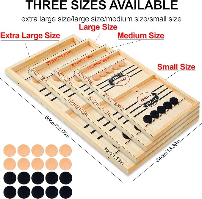 Fast Sling Puck Game - Test Your Speed and Accuracy with This Fast-Paced Wooden Air Hockey Desktop Battle Board Game - Guaranteed Fun Gifts for Family Night or Friends Party