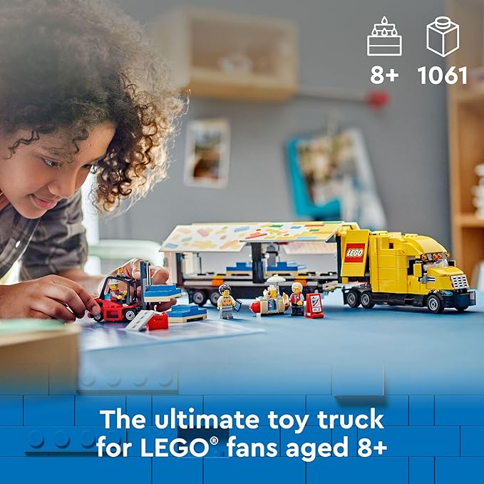 LEGO City Yellow Delivery Truck Toy - Semi Truck Building Toy for Boys & Girls, Ages 8+ Years - Gift for Birthdays - Pretend Play W/ 3 Minifigures - 60440