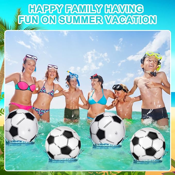 Chivao 12 Pack 16 Inch Soccer Beach Ball Inflatable Beach Ball Bulk Giant Pool Toys Blow up Swimming Pool Toys for Summer Indoor Outdoor Water Games Birthdays Party Favor Goodie Bags Stuffers