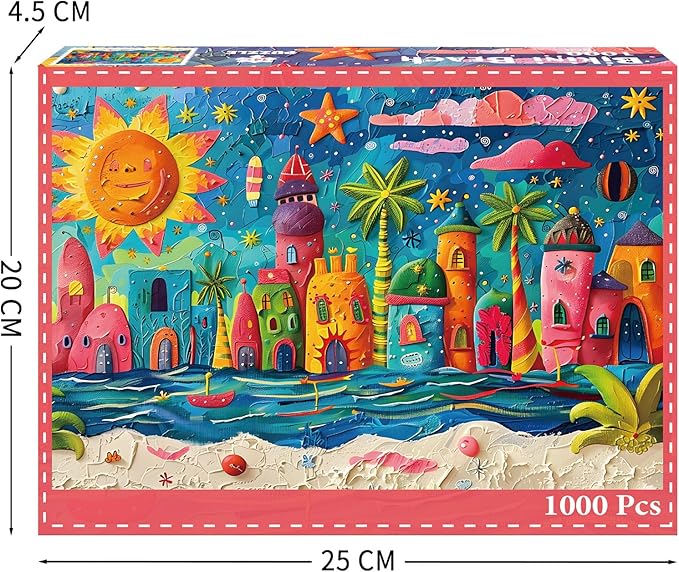 Sunny Beach Puzzles for Adults 1000 Piece, Jigsaw Puzzles for Adults, Adult Challenging Game Toys, Impossible Puzzle, Family Decoration Puzzle