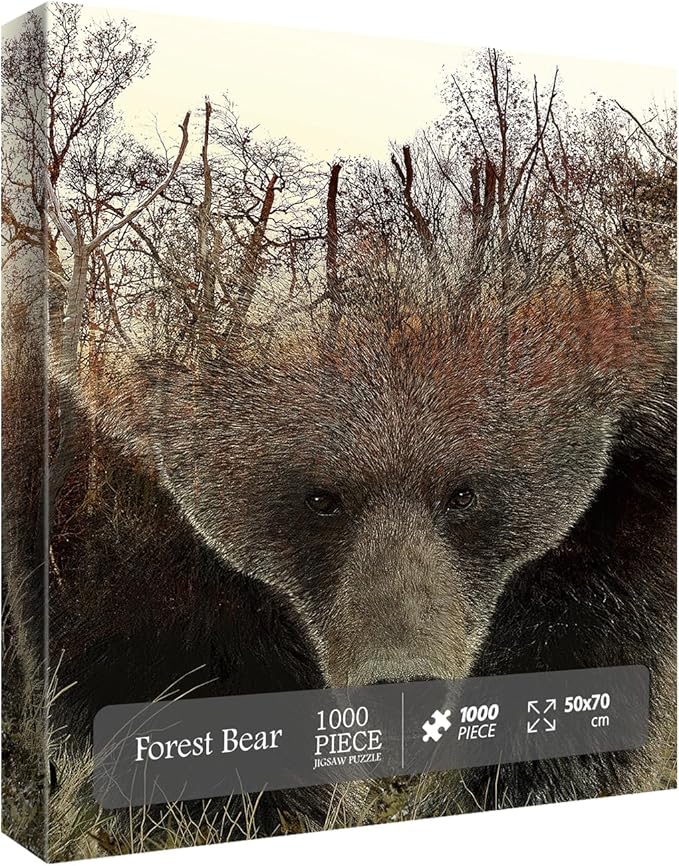 Animal Bear Jigsaw Puzzles for Adult 1000 Piece, Difficult Hard Impossible Puzzles for Adults, Nature Hunting Puzzle 1000 Piece