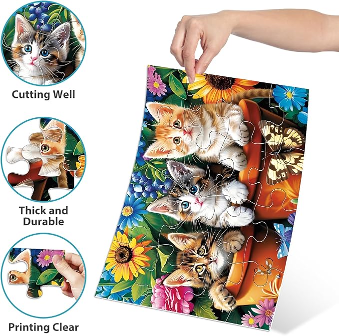 6 Pack 16 Piece Dementia Puzzles for Elderly Large Piece Puzzles Alzheimers Dementia Products and Activities for Seniors Puzzles Easy Cognitive Games Gift for Seniors Elderly Adults in Nursing Home