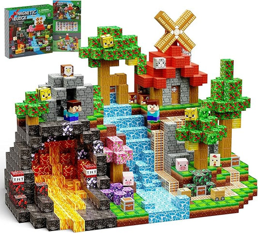 200PCS Magnetic Building Blocks 0.8inch STEM Toy for Kids 3+ Toddler Educational Construction Gift for Boys & Girls (Forest-200pcs)