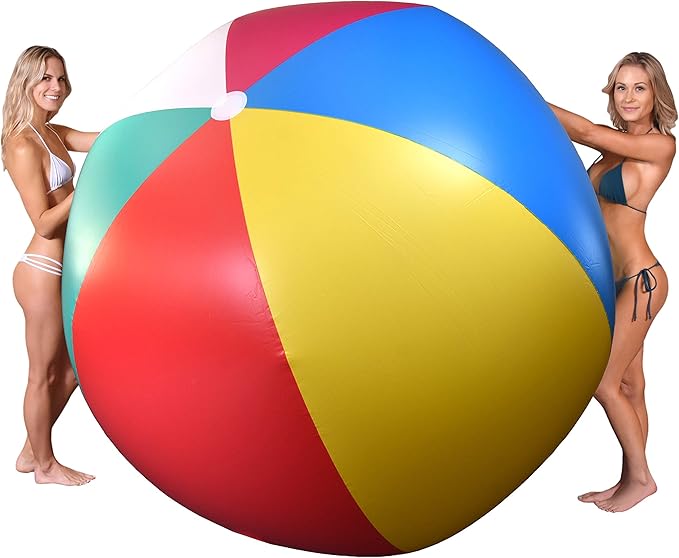 GoFloats 6 ft Giant Inflatable Beach Ball, Extra Large Jumbo Beach Ball - Patch Kit Included