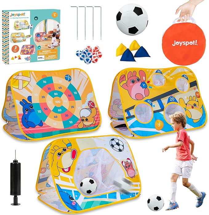 Giant 3 in 1 Bean Bag Toss Game for Kids, Toddler Outdoor Toss Toys for 2 3 4 5 6 7 8 Year Old Boys Girls, Family Party Supplies, Cornhole Party Carnival Games, Lawn Backyard Outside Birthday Gifts