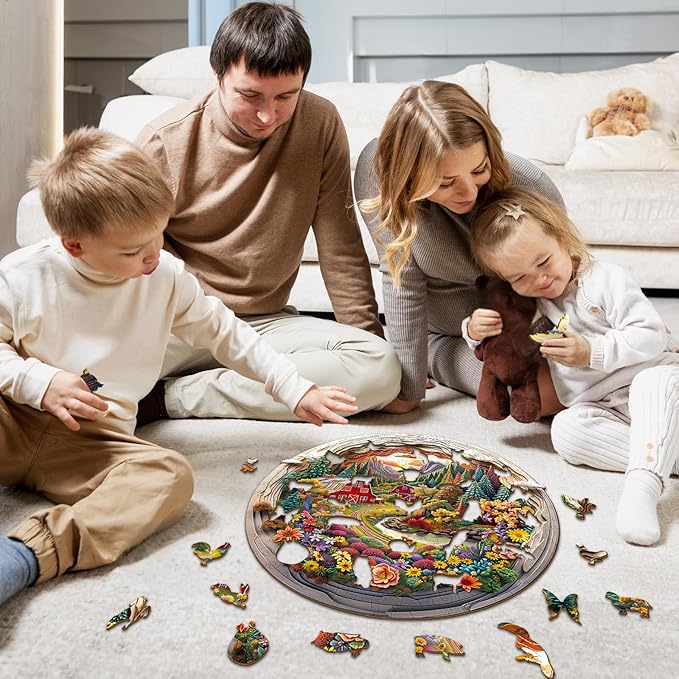 Wooden Jigsaw Puzzles, Farm Wooden Puzzles for Adults with Unique Shape, Birthday Gifts for Adults Family Game,8.5"x8.5"-100pcs