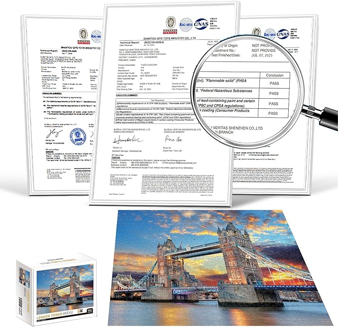 1000 Piece Jigsaw Puzzles for Adults Teens Kids - Fine Art Challenging, London Tower Bridge 1000Pcs Puzzle, Family Game Gift, Size 27"x20"