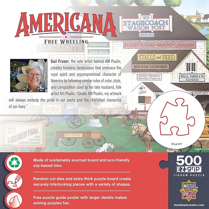 MasterPieces - 500 Piece Jigsaw Puzzle, Large EZ Grip Shapes, Free Wheeling, Fun for Adults, Seniors, Family, Kids, 19.25" x 26.75"