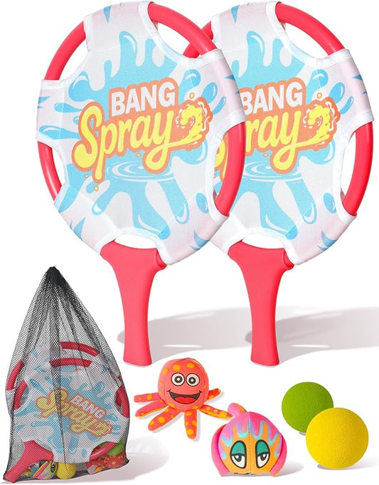 Water Paddle Toss Game with Floating Octopus Ball, Fun Indoor & Outdoor Play Set for Kids, Family, and Friends – Great for Yard, Beach, or Pool Games