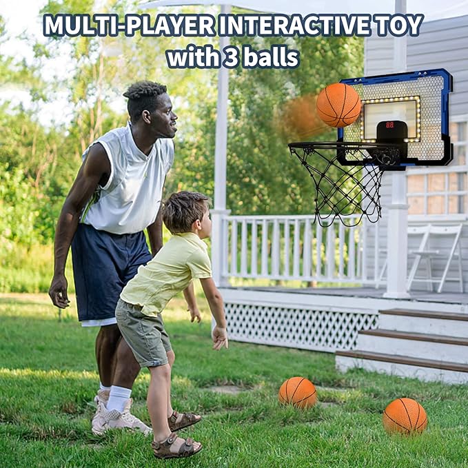 QDRAGON Mini Basketball Hoop, Over The Door Indoor, with 3 Balls/Inflator/Breakaway Rim, Basketball Toy Gifts for Kids and Adults, Suit for Bedroom/Office/Outdoor