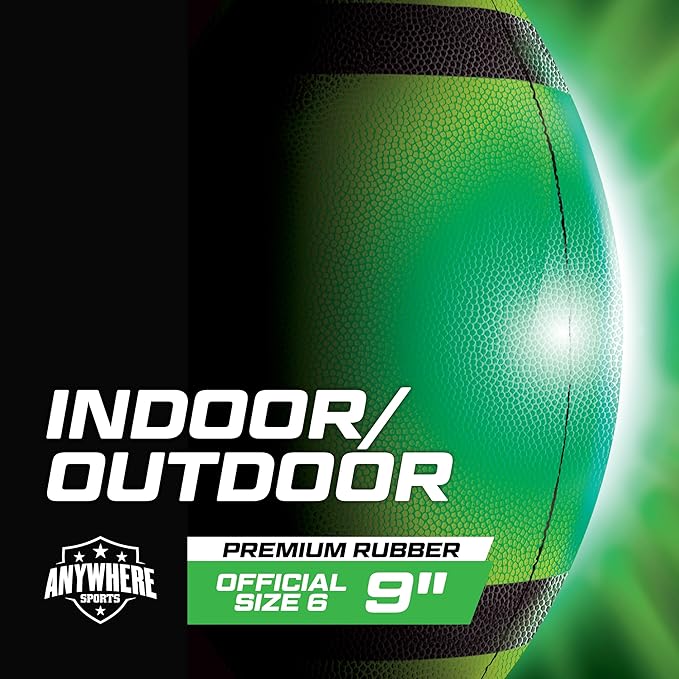 Pro Glow Light-Up Football for Kids – 6 Inch Junior Size Soft Touch Rubber Ball with Rechargeable LED Lights, USB Charging Cable, Indoor Outdoor Night Play Toy