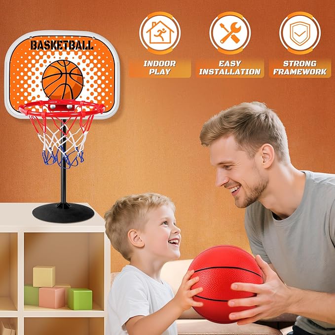 Indoor Basketball Hoop,Mini Tabletop Basketball Hoop Set with Two Balls, Mini Hoops for Desk Table Bed Office Bedroom Basketball Toys for Kids and Adults