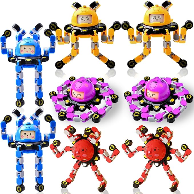 Easter Basket Stuffers Gifts for Kids Boys Girls 8Pcs Transformable Fidget Spinners for Kids Fidget Toys Teens Adults Sensory Toys with Autism ADHD Party Favors Travel Activities A
