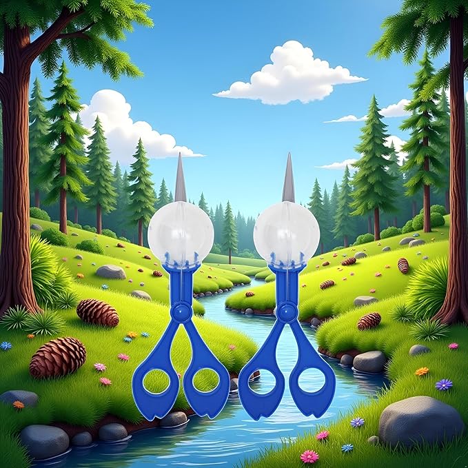 2 Pcs Blue Fine Motor Skill Tool, Scoopers for Teen Nature Exploration ObservationHand-Eye Coordination Plastic Scissor Clamp Small Butterfly Clip, for Sports and Outdoor Play