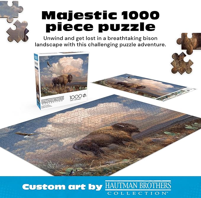 Buffalo Games – Hautman Brothers Majestic Bison 1000 Piece Jigsaw Puzzle for Adults, Western Wildlife Landscape