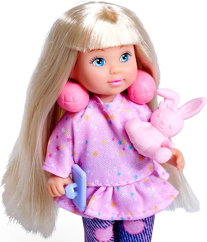 Simba Evi Love Travel Fun - Doll (12 cm) with Opening Case & Travel Accessories, Creative Role Play for Children from 3 Years