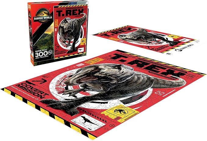 Buffalo Games –300 Piece Jurassic World T. Rex Encounter Jigsaw Puzzle Colorful Puzzle for Adults – Precision-Cut Pieces, Beautiful Artwork, and Hours of Relaxing Fun