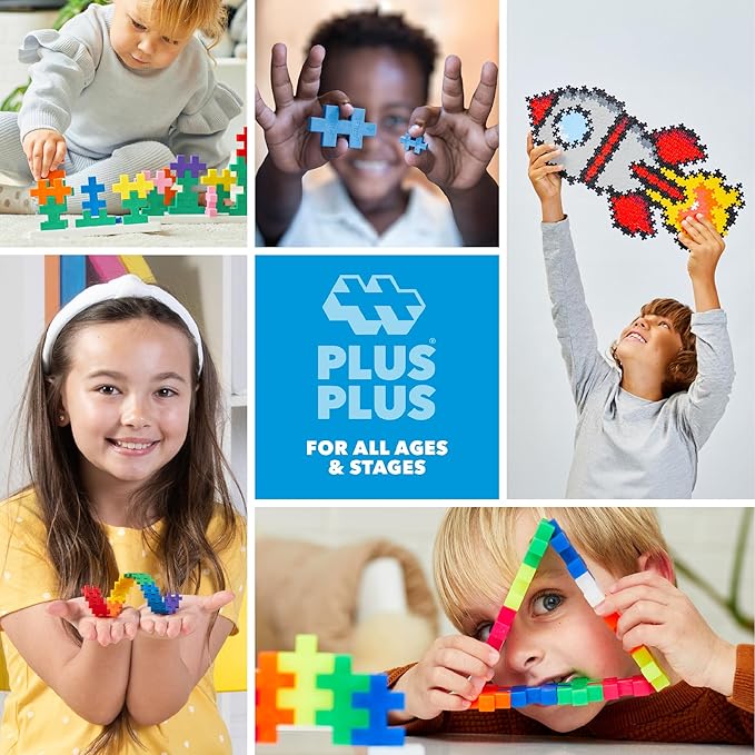 PLUS PLUS 240 Piece Interlocking Building Blocks for Kids, Open Ended Connecting Toys, Stem Bin Classroom Mini Manipulatives - Holiday Mix Play Tube