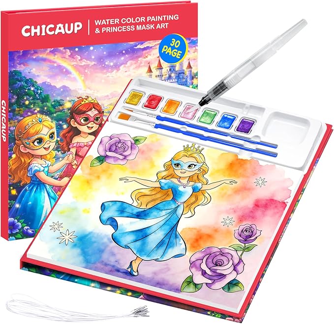 Paint with Water Coloring Books for Kids, Mess Free Watercolor Painting Kit with Princess Mask, Painting Activity for Kids Ages 3-5 4-8, Arts Crafts Drawing Gift Toy for Boy Girl