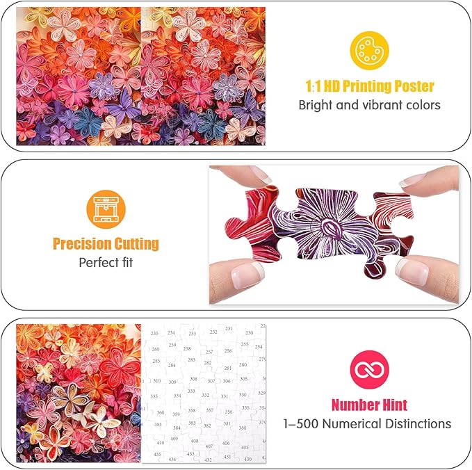 500 Piece Puzzle for Adults - Tree of Life Colorful Butterflies & Flowers Design, Challenging Family Game Night Puzzle, Perfect for Group Gatherings & Stress Relief