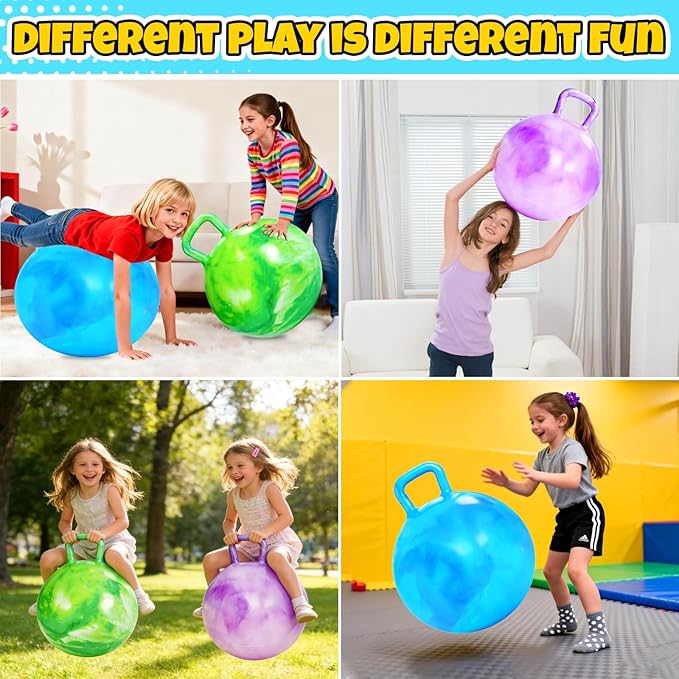 Hymaz 3 Pack Bouncy Ball with Handle, 22 inch Hopper Balls with Air Pump for Kids & Teens, Clouds Bounce Exercise Ball Hopping Toys for Boys Girls Birthday Gifts Holiday Activities Fun Races