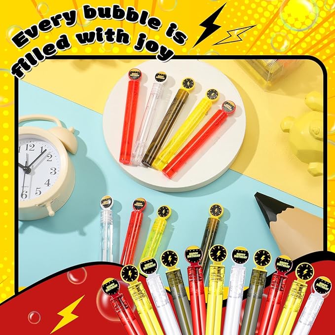 24 Pcs Bubbles Birthday Party Favors for Kids Cartoon Animation Bubble Wand Bulk Video Game Anime Themed Party Decorations Birthday Toy Supplies for Toddlers