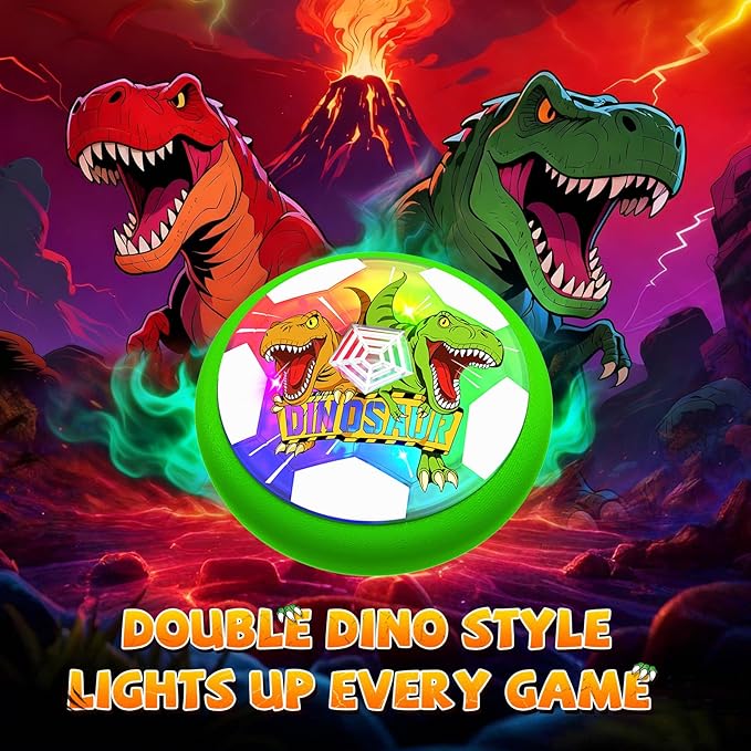 Dinosaur Toys for Boys Glowing Hover Soccer Ball,Light Up Hover Ball for 3 4 5 6 7 8 9 10 11 12 year old Boy,Indoor Outdoor Kids Toys,Air Floating Soccer Toy,Fun Christmas Birthday Gift for Boy 3–12