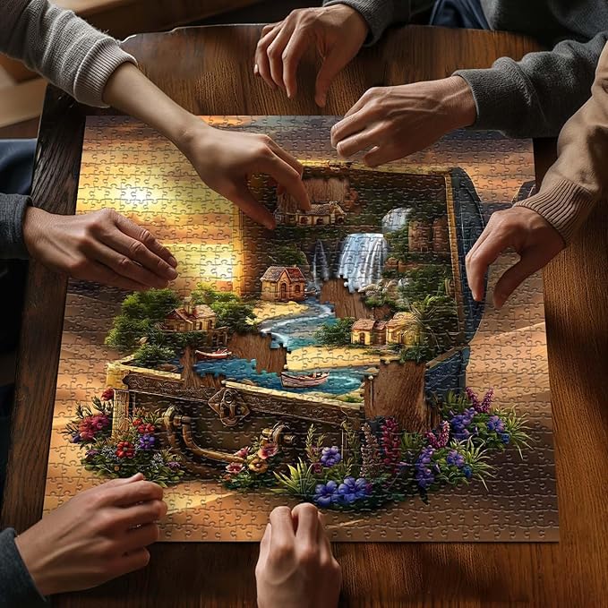 Fantasy Treasure Chest Puzzle for Adults, Nature Scenery Desert Flower Jigsaw Puzzle 1000 Pieces, Magic Scenic Floral Challenge Puzzle