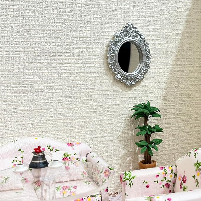 SAMCAMI Miniature Dollhouse Accessories, Mini Books and Mini Mirror for 1/12 Scale Doll House Accessories and Furniture, Miniature Things, 13 Pieces