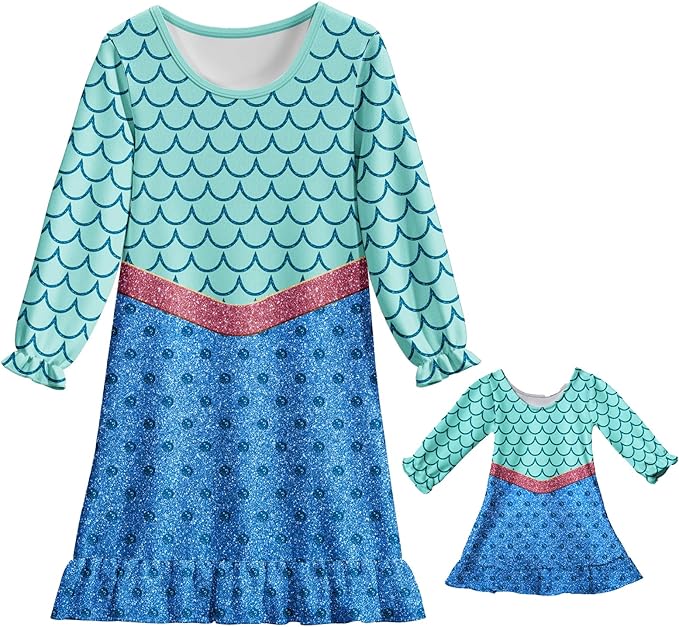LQSZ Doll and Girl Matching Nightgown Outfit Pajamas Nightie Nightgown for Girls and Dolls Clothes