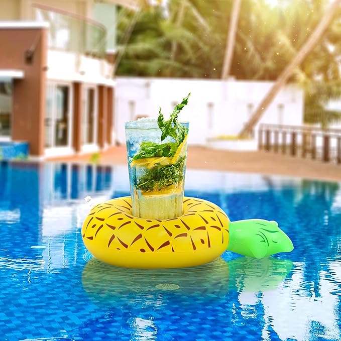 9Pcs Doll Swimming Pool Inflatable Float Including - Flamingos Donuts Pineapples Shells Crabs Rabbit Inflatable Drink Holder for Pool Party and Kids Toys