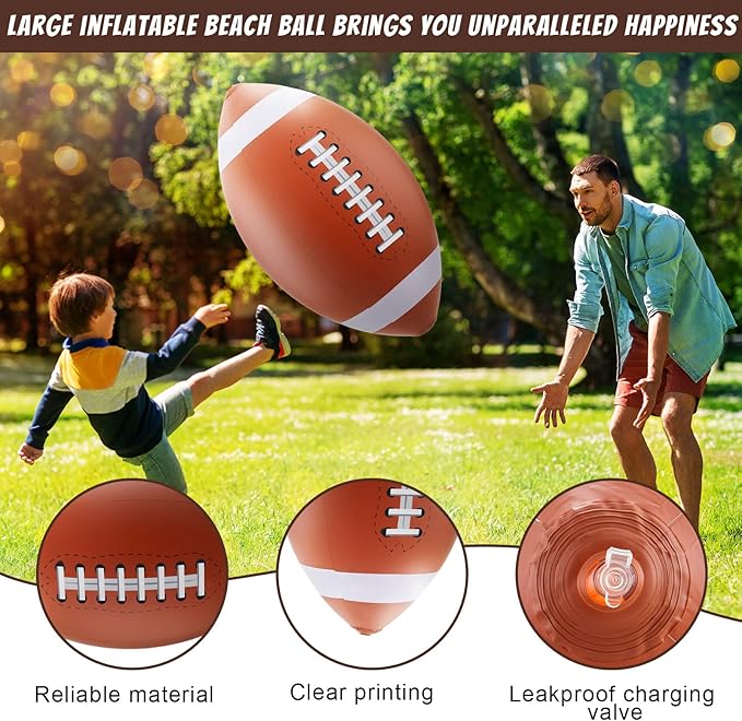 Lewtemi 2 Pcs 27 Inch Giant Inflatable Football for Gameday Party Favor Large Inflatable Sports Balls Jumbo Beach Balls for Football Birthday Christmas Party Decorations Outdoor Activity Gift