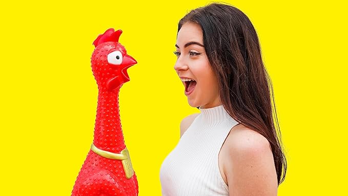 Animolds Hug Me Giant Rubber Chicken- Huge Stress Relief Screaming Chicken Toy | Screams Up to 45 Seconds- Novelty Gag and Prank Toys | Funny Toys Gifts for Christmas Stocking Stuffers for Kids Adult