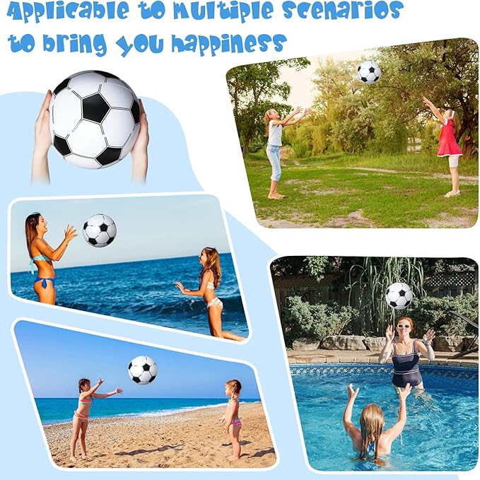 Zhanmai 6 Pack Inflatable Soccer 16 Inch Blow up Beach Ball Large Sport Pool Ball with Pump for Adults Teens Gift Summer Outdoor Party Decorations