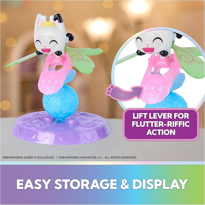 Gabby's Dollhouse Fairylandia, Kitty Fairy & Pandy Paws Flutter-riffic Fairy Rings 2-Pack with Display Stands, Kids Toys for Girls & Boys Ages 3 and Up