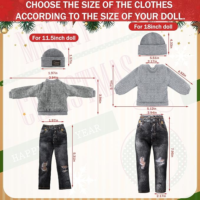 Bencailor 6 Pcs Doll Clothes Doll Accessories Include Sweater Pants Shoes Hat for Birthday Gift(Classic,18 Inch)