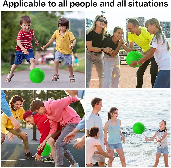 6 Pcs Dodgeballs 8.5 Inch Playground Ball Kickball Green Inflatable Rubber Handball Bouncy Dodge Ball with 1 Hand Pump for Outdoors Games Gym Camps Picnic (Needle is at The Top of the Pump)