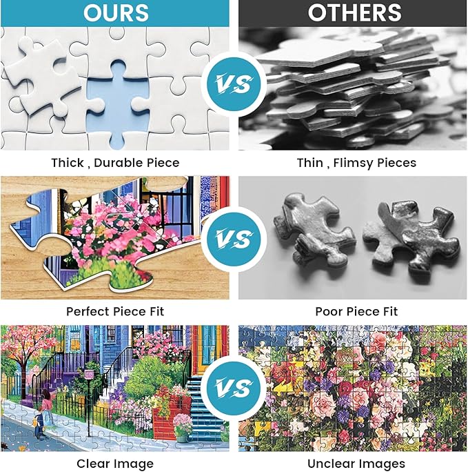 500 Pieces Puzzles for Adults, Spring Puzzle for Adults Elderly, Colorful Street Jigsaw Puzzle, Recycled Paper Puzzle 500 Pieces, Family Activity Game Nights Gifts 20.5x15 in